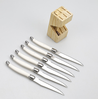 Vente en gros d'usine, couteaux à steak Laguiole en acier inoxydable à bord dentelé, couteau à vaisselle avec manche en ABS