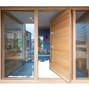 Puerta Pivotante <span class=keywords><strong>de</strong></span> <span class=keywords><strong>Aluminio</strong></span> y Madera con Doble Acristalamiento, Diseño Moderno, Función Antirrobo, para Seguridad Residencial, Gran Venta - Product Image 2