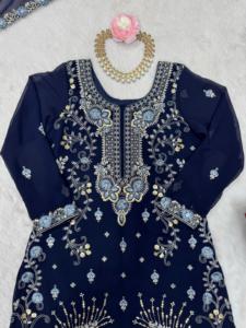 ชุดสูท Sharara แบบเย็บเต็มพร้อมชุดเย็บปักลายชุดปากีสถานมีจำนวนมาก - Product Image 4