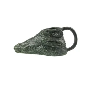 3d Animal Ceramic Mug Hand Painted Custom Design 3d Animal Face Crocodile Shaped Ceramic Coffee Cup Mug