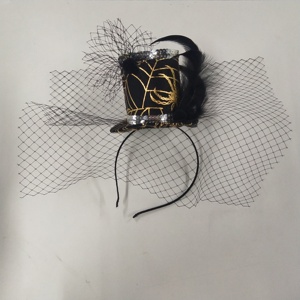 Accesorio de disfraces de fiesta, diadema de malla de araña negra dorada, diadema de telaraña, Mini sombrero de bruja de Halloween, diadema - Product Image 3