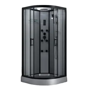 China Luxus schwarz Aluminium Dampf Hydro Massage gehärtetes Glas Duschkabine Raum Duschkabine im Badezimmer mit Sitz