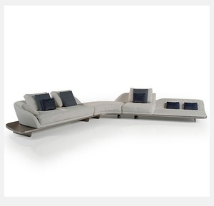 Sofá de Tela con Esquinas Curvas Extra Grandes, Diseño <span class=keywords><strong>Italiano</strong></span> Minimalista de Lujo para Villa y Apartamento en Edificio de Gran Altura - Product Image 6