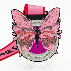 ميدالية منافسة عالية الجودة شعار مخصص ميدالية معدنية للركض بريق تأثير المينا للنساء ماراثون لياقة بدنية فييستا - Product Image 5