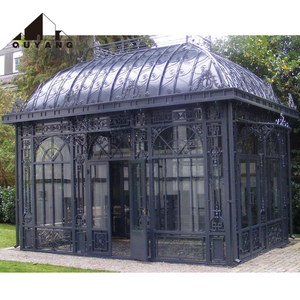 Vườn ngoài trời phong cách Victoria di chuyển nhà kính hoa nhà đúc sắt vườn gazebo kim loại kính mặt trời - Product Image 4
