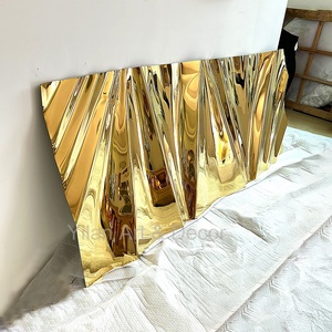 Moderne Lichte Luxe Stijlvolle Huisdecoratie Handgemaakte Metalen Wandkunst Sculptuur Chroom Goud 3d Muur Hangende Kunst Hotel Lobby - Product Image 3