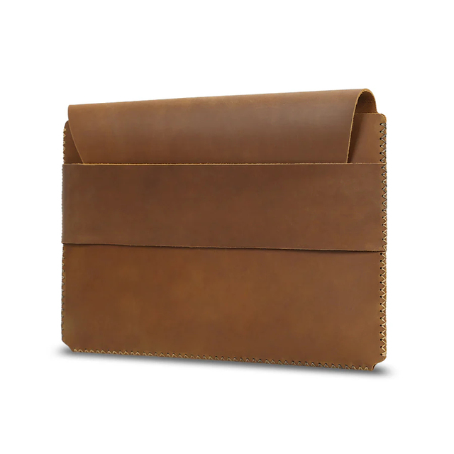 Wholesale Custom Genuine Leather Flap Laptop Sleeve Waterproof Slim Handmade Computer Protection Bag Business Travel Unisex Gift