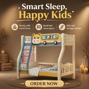 Lit superposé moderne en bois massif pour enfants, pour garçons - Product Image 3