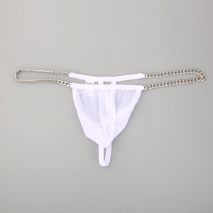 2026 da <span class=keywords><strong>uomo</strong></span> <span class=keywords><strong>Sexy</strong></span> <span class=keywords><strong>perizoma</strong></span> a vita bassa tinta unita biancheria intima ad asciugatura rapida con catena Gay <span class=keywords><strong>perizoma</strong></span> - Product Image 6