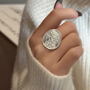 S925 plata esterlina coreano pesado trabajador retrato moneda anillo Simple INS estilo coreano moda joyería al por mayor - Product Image 5