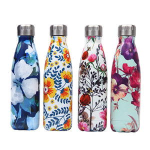 Creative Floral Thermos Flask Stainless Steel Leakproof Gym Sport Drink <strong>Bottle</strong> for <strong>Water</strong> Cool Insulated Cup Mug - Product Image 1