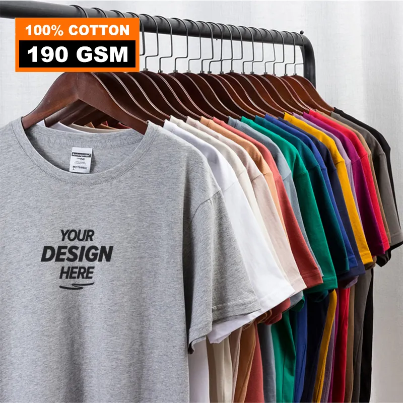 Oem Blank 190GSM Cotton T Shirt Plus Size Mens Drop Shoulder 100% Thick Custom Men's T-Shirt