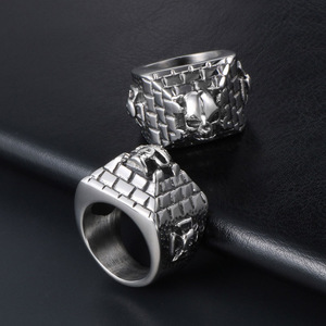 Retro Skull Face <b>Titanium</b> Steel <b>Ring</b> Men's Jewelry SA597 Geometric Pattern Gift - Product Image 4