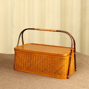 <b>Bamboo</b> Woven Storage Box Rectangle Handmade Tea Ceremony Accessory Food <b>Container</b> - Product Image 1