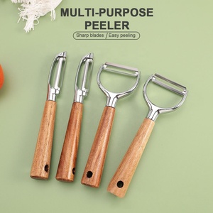 Nuevo <span class=keywords><strong>cuchillo</strong></span> pelador de madera de acacia de acero inoxidable ambidiestro ecológico con hoja de hasta 3,9 pulgadas para frutas y melones - Product Image 6