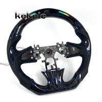 Volant en fibre de carbone forgée bleue avec LED pour Infiniti Q50, compatible Q60 Q70 G37 F35 2014-2018, haute qualité, personnalisation possible