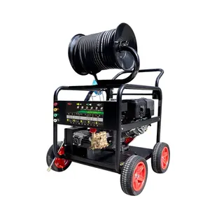 Large flow 15hp 27hp 280bar 60m high pressure water jet sewer drain pipe dredging cleaning machine for truck pavement wash