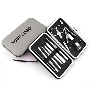 Professionele 9 In 1 Voet Vorm Manicure Set Vrouwen Persoonlijke Verzorging Schoonheidstool Nagelknipper Kit Met Luxe Reiskoffer