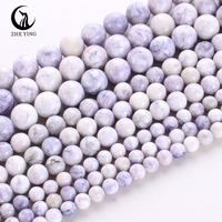 Perles de turquoise violette naturelle Zhe Ying 6/8/10 mm, perles rondes lisses en pierre pour bijoux, perles de pierre turquoise violette
