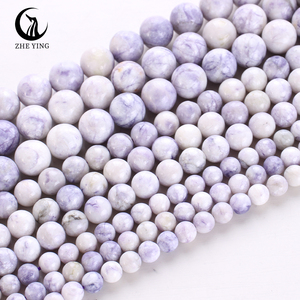 Zhe Ying 6/8/10mm perles de Turquoise violette naturelle perles de pierre lisses rondes pour bijoux perles de pierre Turquoise violette - Product Image 4
