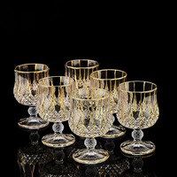 Ensemble de carafe à whisky en cristal avec bordure dorée de luxe, verres et plateau métallique pour bar à domicile, cadeau de mariage, style européen, vaisselle élégante