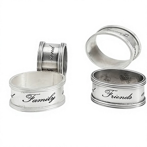 Custom Text Metal <b>Napkin</b> Rings For Decoration Table Accessories Event Supplies Customizable Design <b>Silver</b> Finish <b>Napkin</b> Ring - Product Image 1