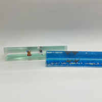 Presse-papiers liquide en acrylique 3D flottant Aqua Jaune Bleu avec figurine de poisson flottante pour l'école, les étudiants et le bureau