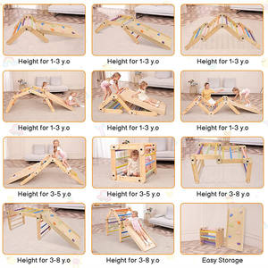 Mobile de crèche, aire d'escalade <span class=keywords><strong>pour</strong></span> tout-petits, Pickler Gym avec triangle Pikler, <span class=keywords><strong>rampe</strong></span>, accessoires en <span class=keywords><strong>corde</strong></span> en option ou tapis de jeu souple - Product Image 3