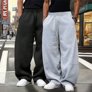 Pantaloni da Jogger <span class=keywords><strong>in</strong></span> velluto a coste oversize neri all'ingrosso da uomo lavati Streetwear <span class=keywords><strong>con</strong></span> coulisse <span class=keywords><strong>elastico</strong></span> <span class=keywords><strong>in</strong></span> <span class=keywords><strong>vita</strong></span> pantaloni alla moda - Product Image 3