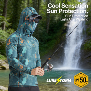 Chemise de pêche à capuche LureStorm pour homme avec cache-visage UPF50+, séchage rapide, manches longues, protection solaire, vêtements de pêche - Product Image 2