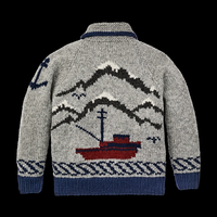 Pull cardigan en tricot jacquard à manches longues avec fermeture éclair côtelée classique pour homme