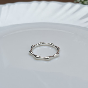 Anillo de banda con textura de bambú a la moda, joyería Bohemia Chic de Plata de Ley 925 - Product Image 5