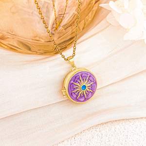 จี้สร้อยคอรูปกล่องภาพเคลือบทองขายส่ง จี้รูปดาวมีหนวด จี้รูปดวงอาทิตย์ เครื่องประดับจี้เคลือบ อุปกรณ์ทำเครื่องประดับ DIY - Product Image 5