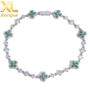 Fashion Hip Hop Four-leaf Clover Zircon Water Bead Chain Colorful <b>Gemstone</b> <b>Bracelet</b> Simple Women's Jewelry - Product Image 5