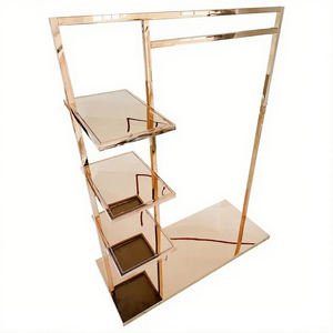Customized Metal Floor Standing Rose Gold Clothing with Wheels Handbag Display Goods <strong>Shelves</strong> - Product Image 4