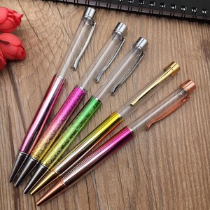 Stylo bille créatif flottant DIY en métal vide, recharge Parker, encre noire/bleue, design pailleté coloré - Product Image 2