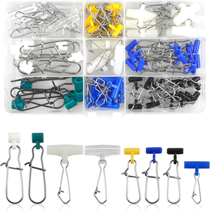 70 pièces <span class=keywords><strong>de</strong></span> glissières <span class=keywords><strong>de</strong></span> lest robustes avec connecteurs <span class=keywords><strong>de</strong></span> poids pivotants à mousqueton Duo-Lock en acier inoxydable pour la pêche au poisson-chat - Product Image 1