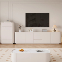 Meuble TV de luxe blanc crème de haute qualité, meuble de rangement pour salon, console multimédia en bois, meuble TV pour la maison