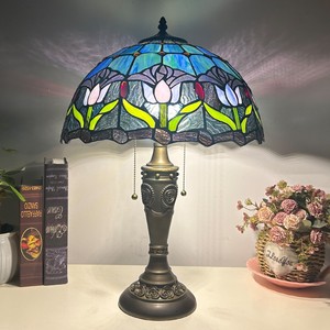 Lightslighting 16 inch kính màu bàn đèn Jewel lightslighting gỗ gụ Đồng bảng đèn - Product Image 1