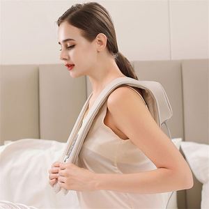 Masseur sans fil pour le cou et les épaules GT 2024 Mini, 4 modes, puissant, pétrissage 5D, fonction musicale, modèle blanc en PU + tissu - Product Image 3