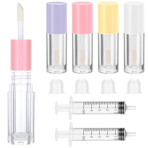 Envase Personalizado de 6ml 5.4ml para Brillo Labial, Botella Redonda Rosa, Blanca o Negra con Pincel Grande - Product Image 2