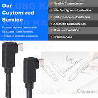 Câble USB 3.1 Type C coudé à droite LUNGKAY personnalisé, PD100W 5A 20 Gbps, puce E-Mark, cuivre étamé, charge rapide pour mobile et ordinateur