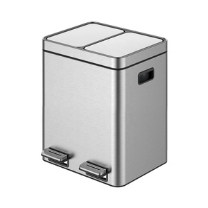 Double Twin Pedal Trash Can Waste Bin Cabinet Foot Pedal
