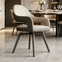 Chaise de salle à manger pivotante de style italien, luxe léger, structure en métal, accoudoirs, dossier rembourré ; Convient aux salles à manger à domicile