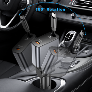 ที่ชาร์จในรถยนต์ USB-C PD60W ที่ชาร์จในรถยนต์แบบเร็วพิเศษอเนกประสงค์ ที่ชาร์จไร้สายแบบยืดหดได้ - Product Image 4