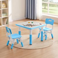 Ensemble de table et chaises de jardin d'enfants, chaises de table pour bébé en plastique, bureau d'étude Graffiti réglable en hauteur meubles de garderie pour enfants