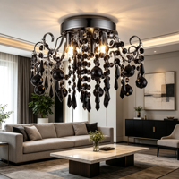 Plafonnier moderne de luxe en laiton antique avec cristaux, détails en cristal facetté, hauteur réglable, pour salon central