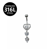 Bijou d'oreille en acier chirurgical HGC 316L avec zircon pour nombril