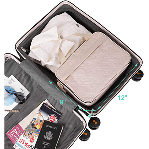 Elegante para organizador de maquillaje portátil multiusos Bolsa de cosméticos plegable Cierre de cremallera Estuche de viaje de poliéster de tamaño completo - Product Image 5