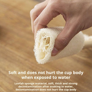 Cepillo de limpieza de madera de mango largo al por mayor, cepillo de lavado de tazas con red de lufa y función para colgar, cepillo doméstico para limpiar ollas - Product Image 4